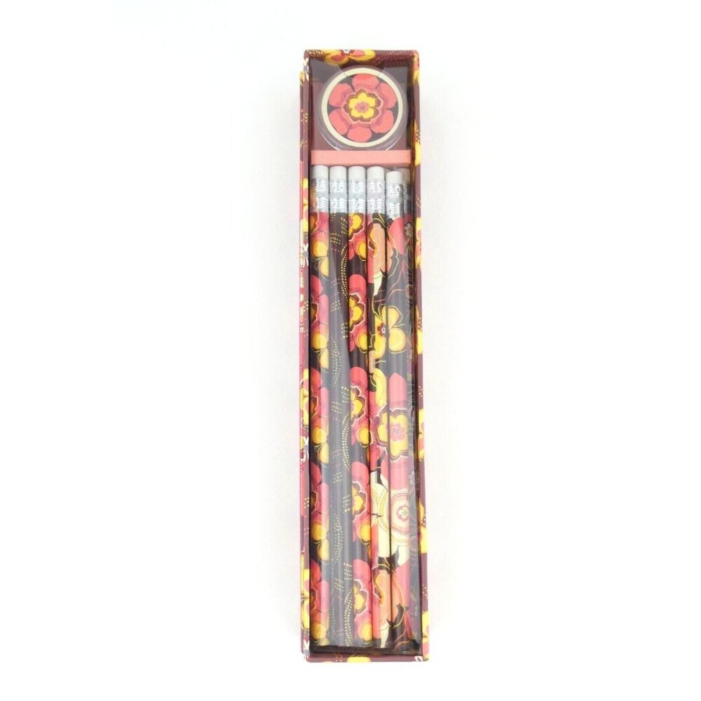 Vera Bradley Buttercup Pencils‎ & Sharpener Box Set NWOT